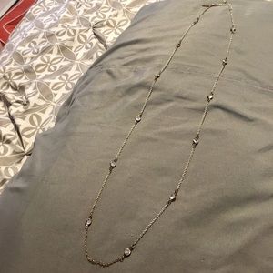NWOT Alfani Long Silver Crystal Gem Necklace